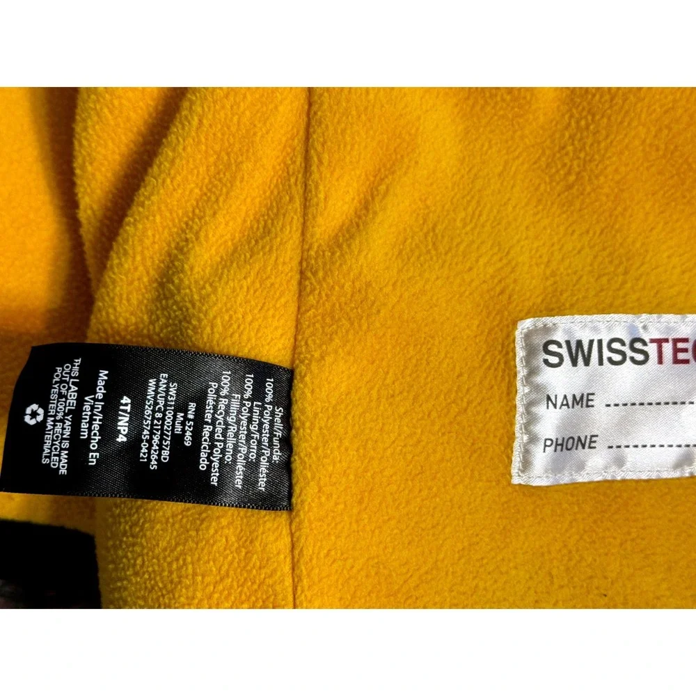 SwissTech Toddler Boys Puffer Jacket Gray Black Yellow Sherpa Lined Hooded 4T